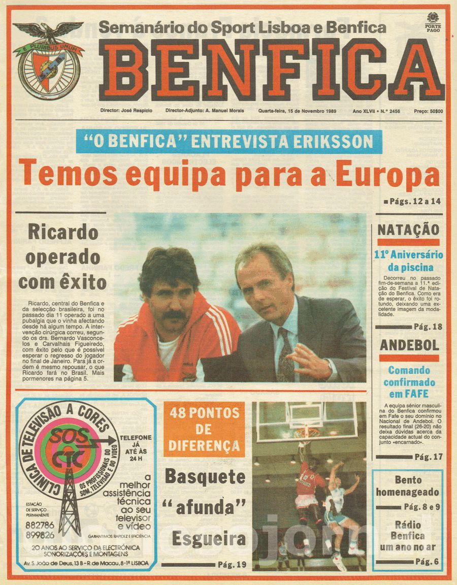 jornal o benfica 2456 1989-11-15